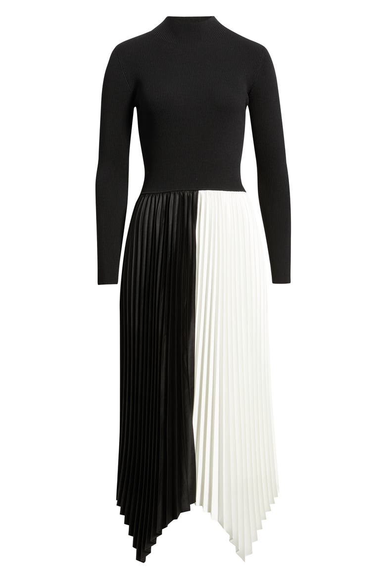 The Elsa Long Sleeve Mixed Media Midi Dress