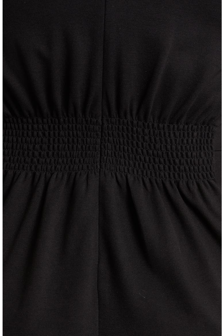 Accent Waist Long Sleeve Midi Dress