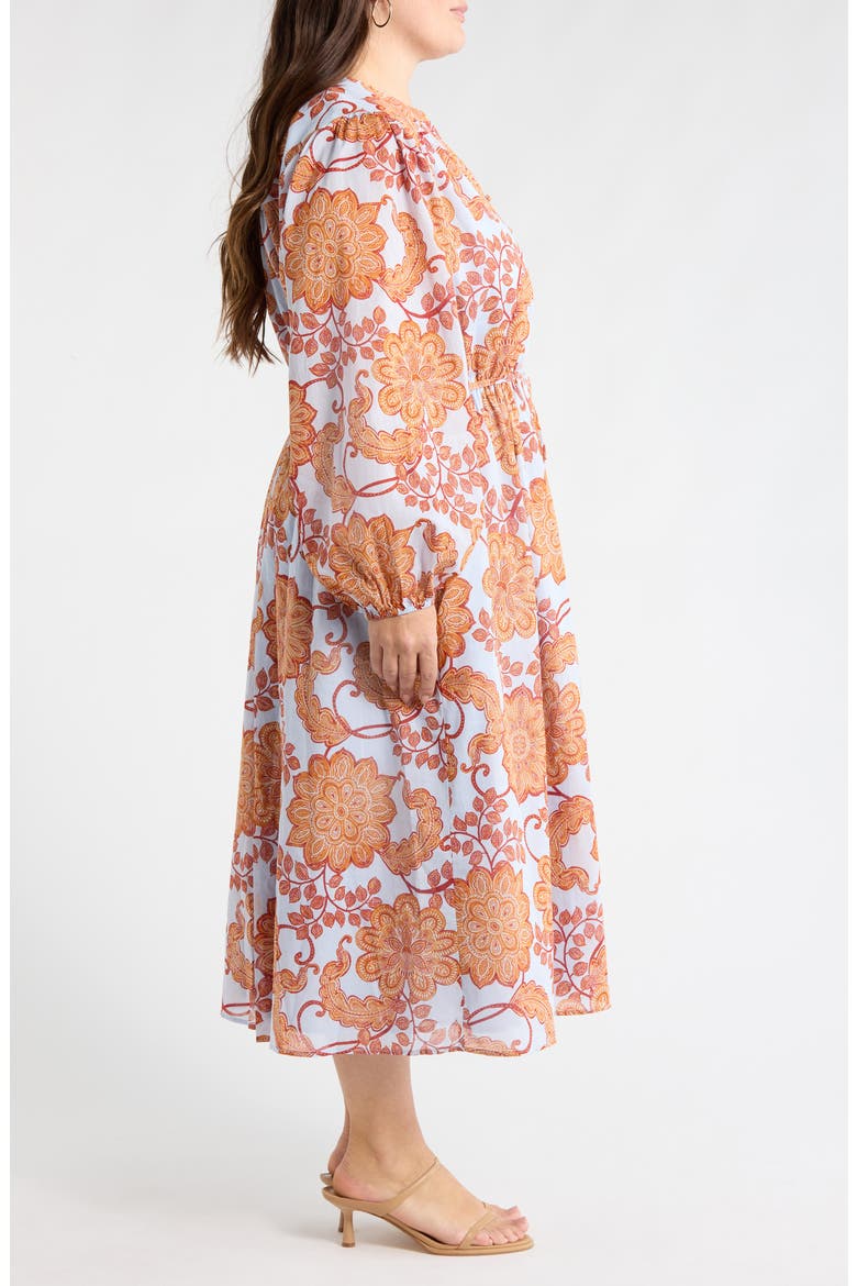 Siany Floral Ameni Long Sleeve Midi Shirtdress