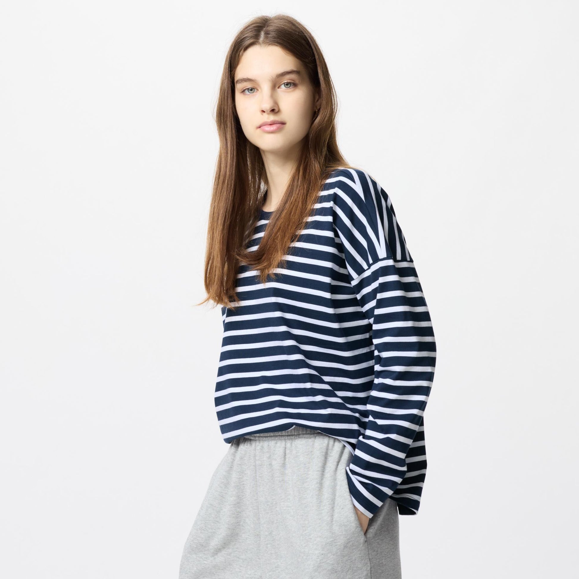 AIRism Cotton T-Shirt | Long Sleeve | Striped