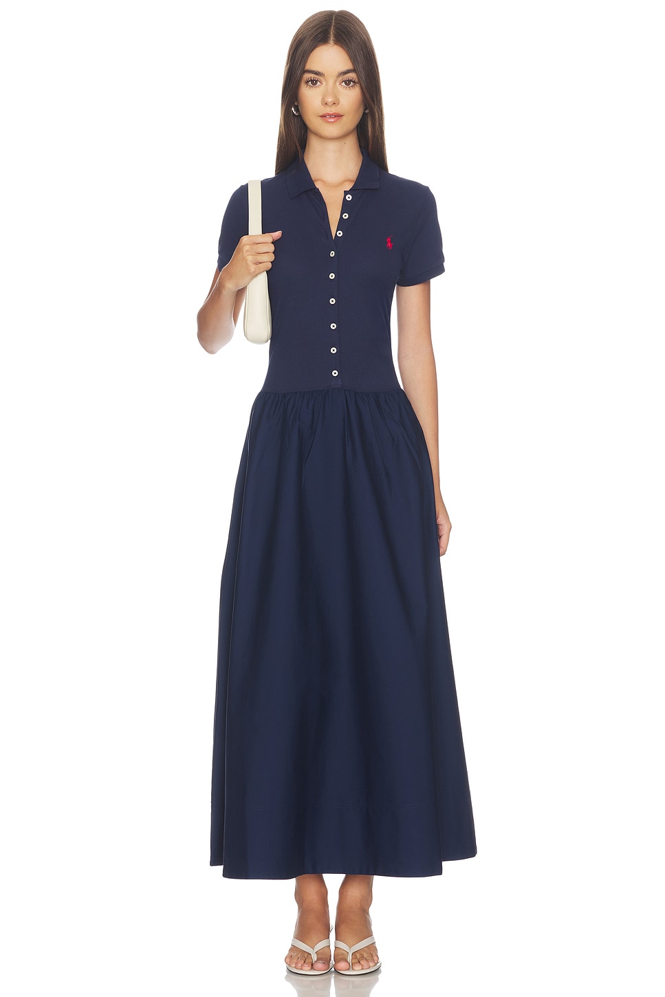 Poplin Collared Short Sleeve A Line Dresses Polo Ralph Lauren