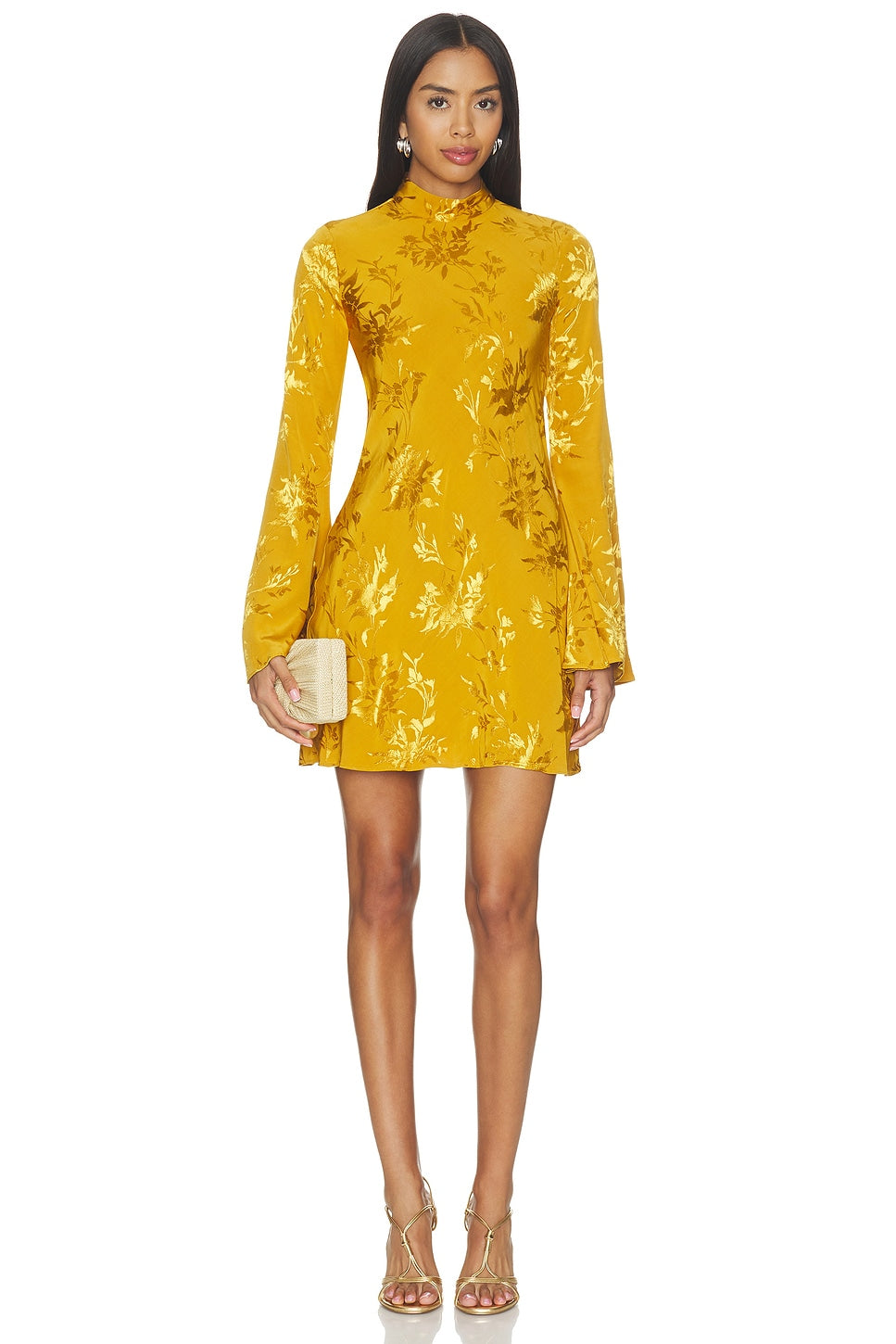 Biased Mini Dress With Mock Neck HEMANT AND NANDITA