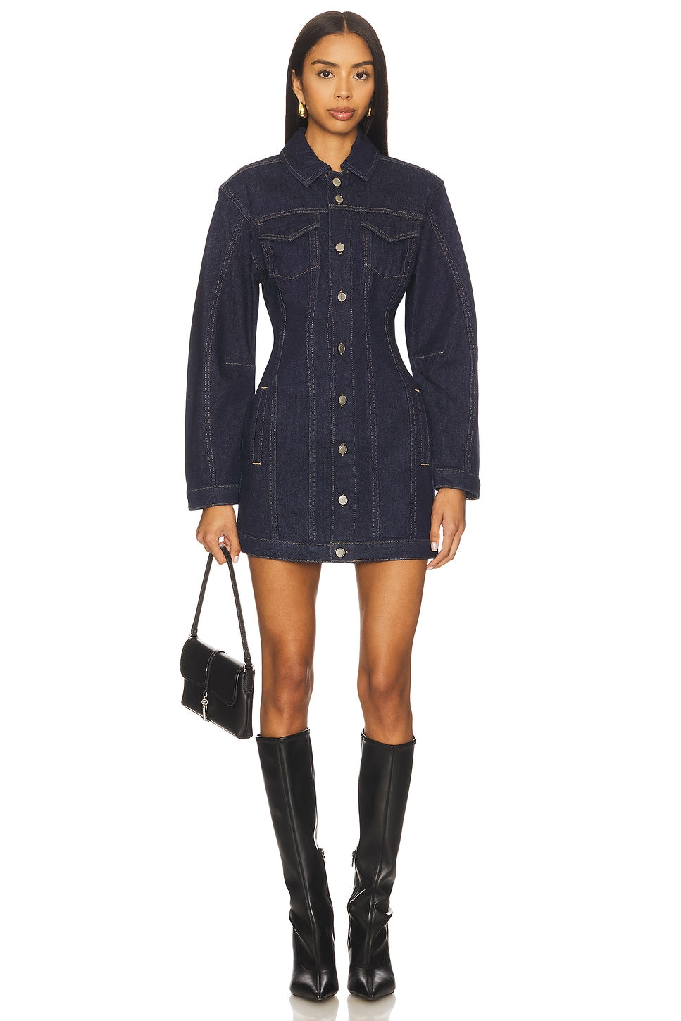 Barrel Long Sleeve Mini Dress Good American