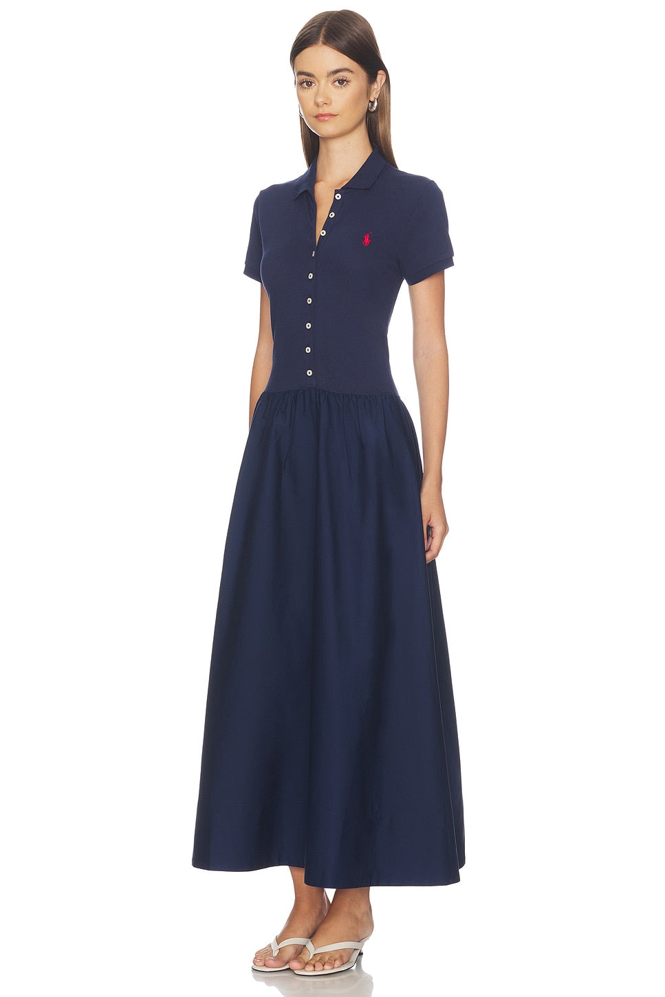 Poplin Collared Short Sleeve A Line Dresses Polo Ralph Lauren