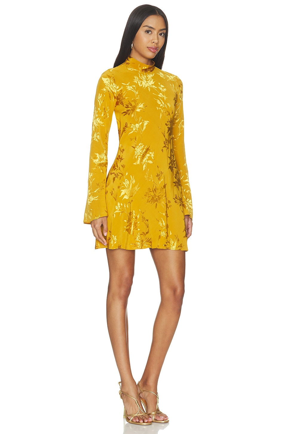 Biased Mini Dress With Mock Neck HEMANT AND NANDITA