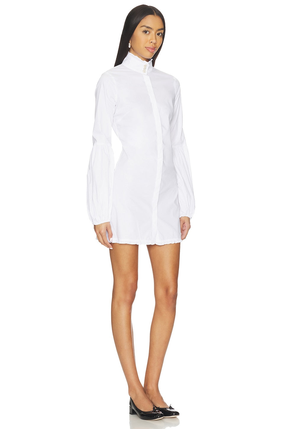 Jacqueline High Neck Ruffle Mini Shirt Dress CAROLINE CONSTAS