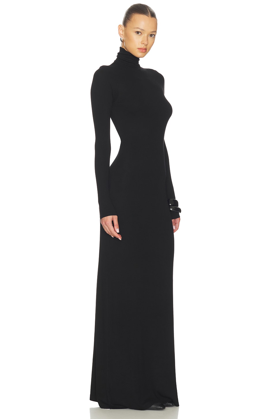Silk Rib Fluid Turtleneck Dress Enza Costa