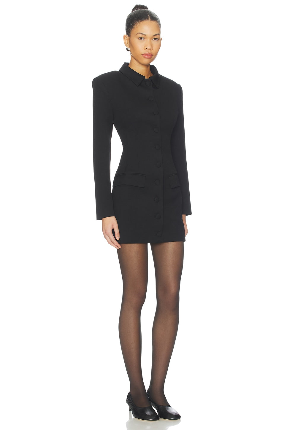 Wool Contoured Collar Mini Dress AEXAE