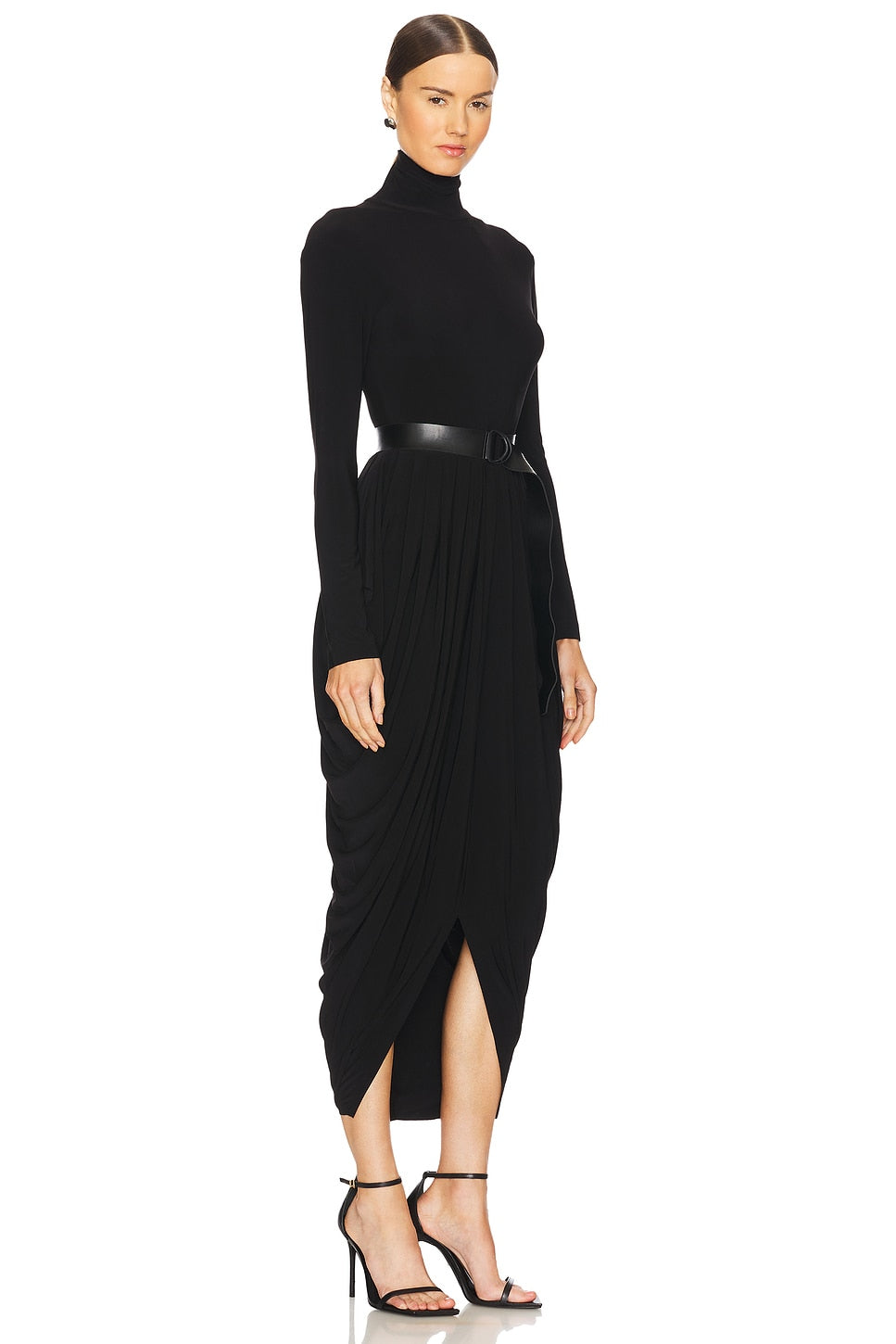 Long Sleeve Turtleneck Waterfall Dress Norma Kamali