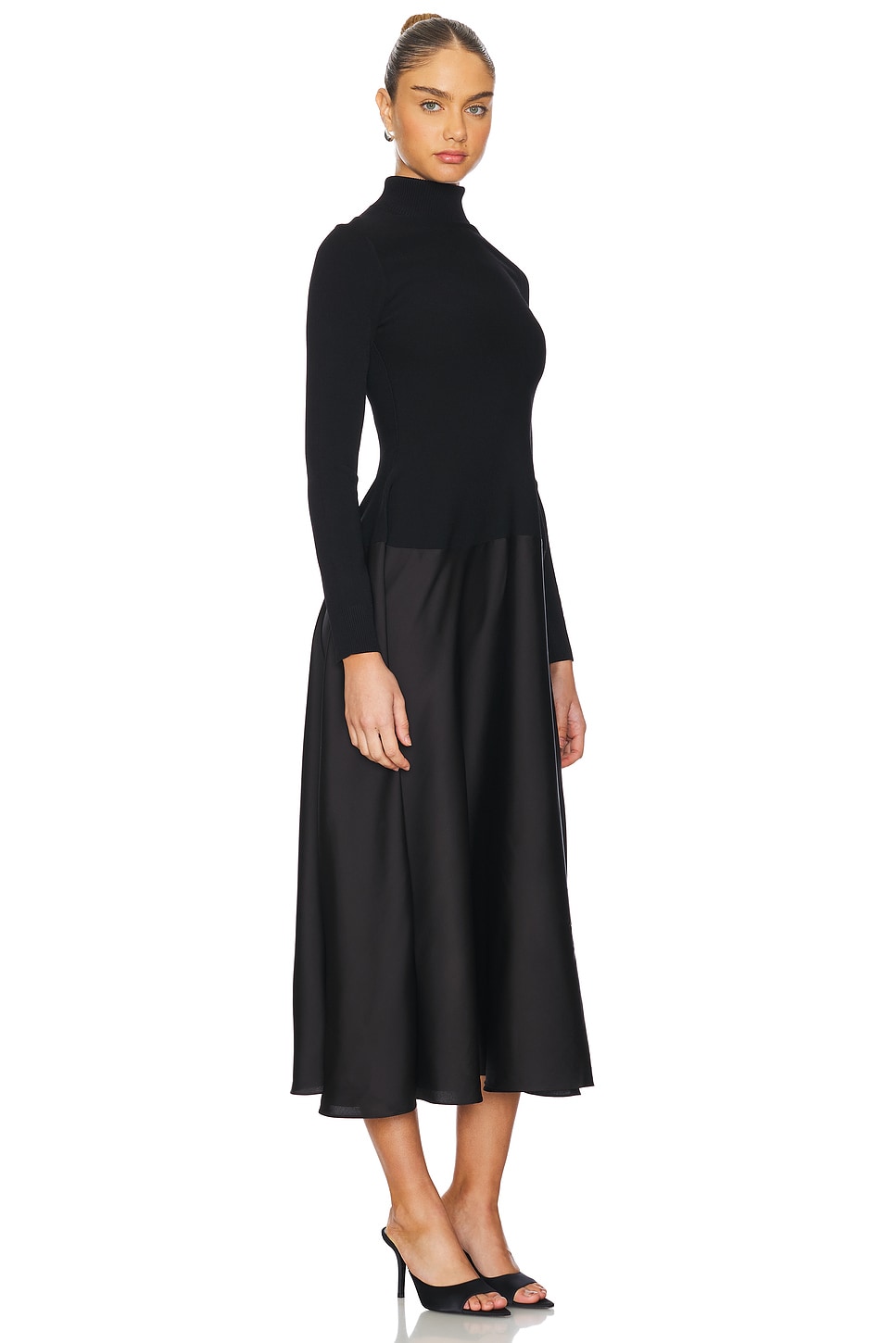 Frances Long Sleeve Satin Combo Midi Dress SIMKHAI