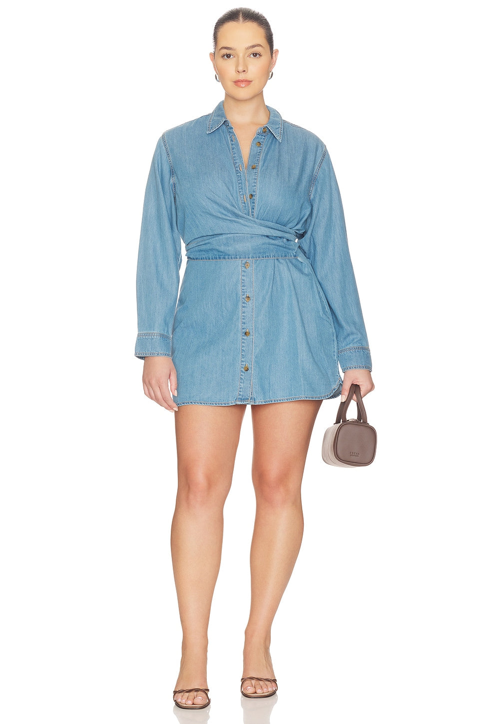 Denim Wrap Shirt Dress Good American