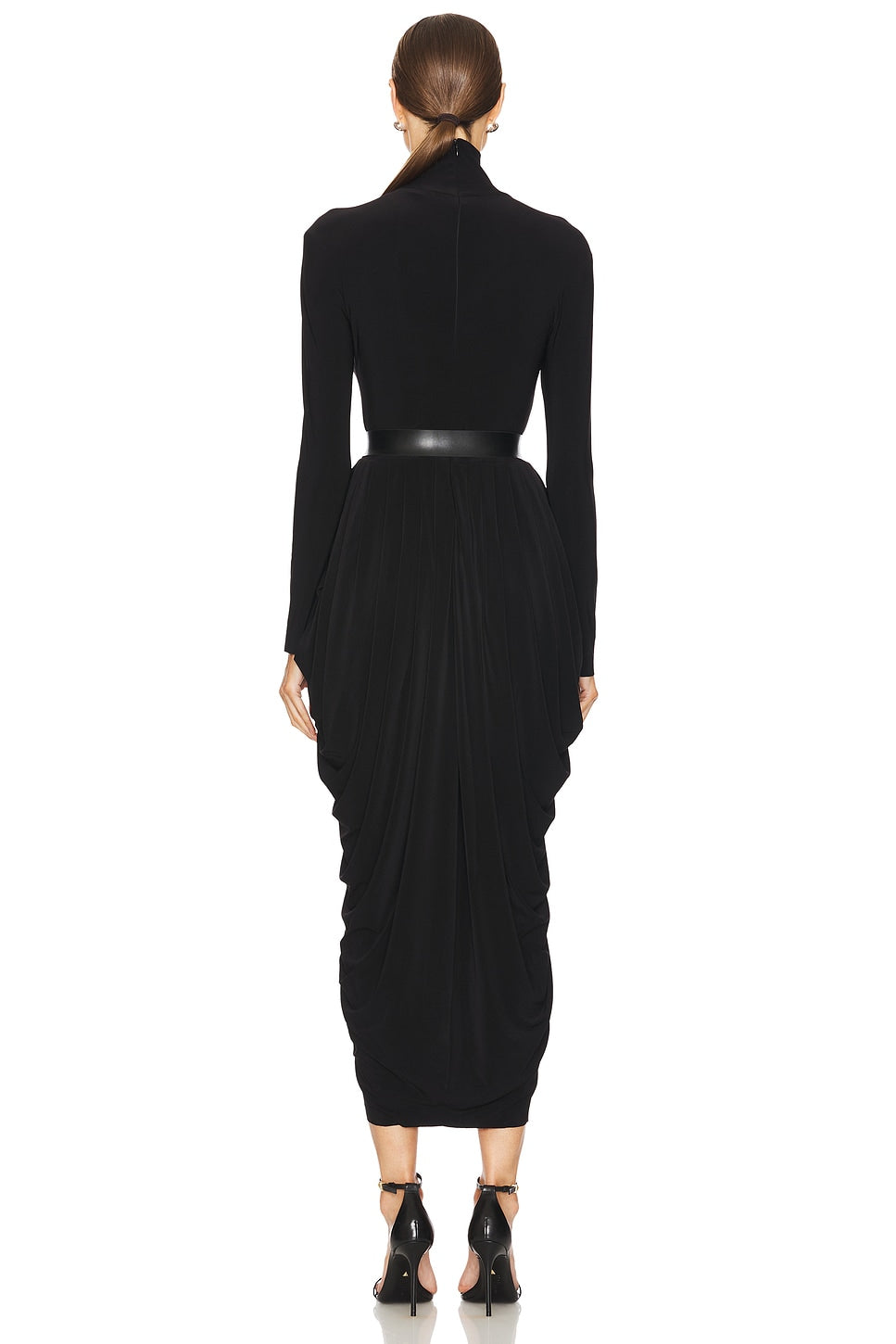Long Sleeve Turtleneck Waterfall Dress Norma Kamali