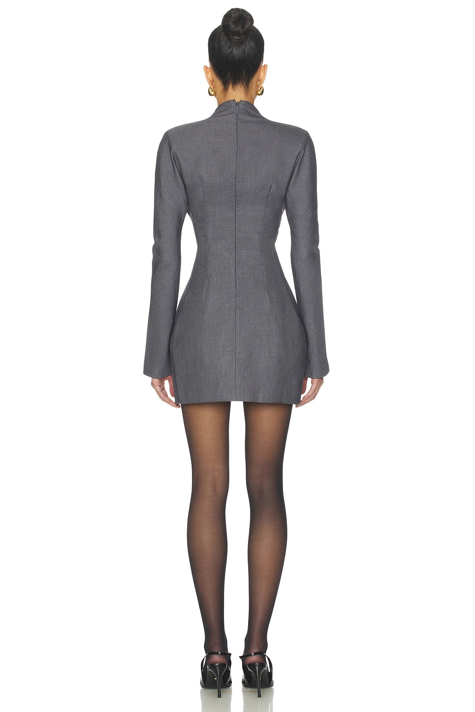 Wool Contoured Turtleneck Long Sleeve Mini Dress AEXAE