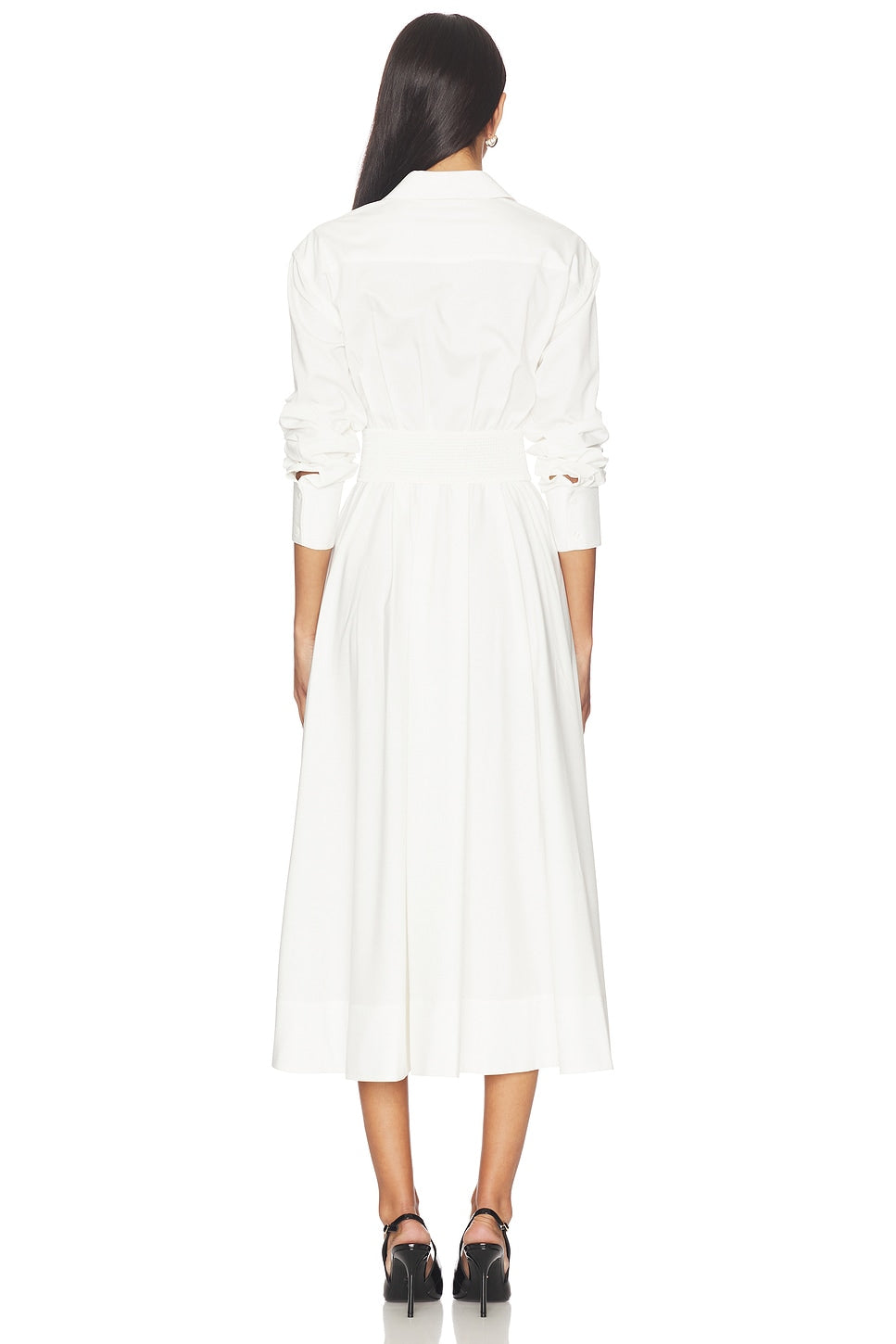 Edie Corset Button Down Midi Dress Alice + Olivia