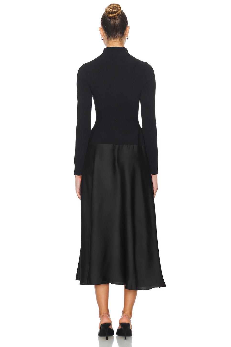 Frances Long Sleeve Satin Combo Midi Dress SIMKHAI