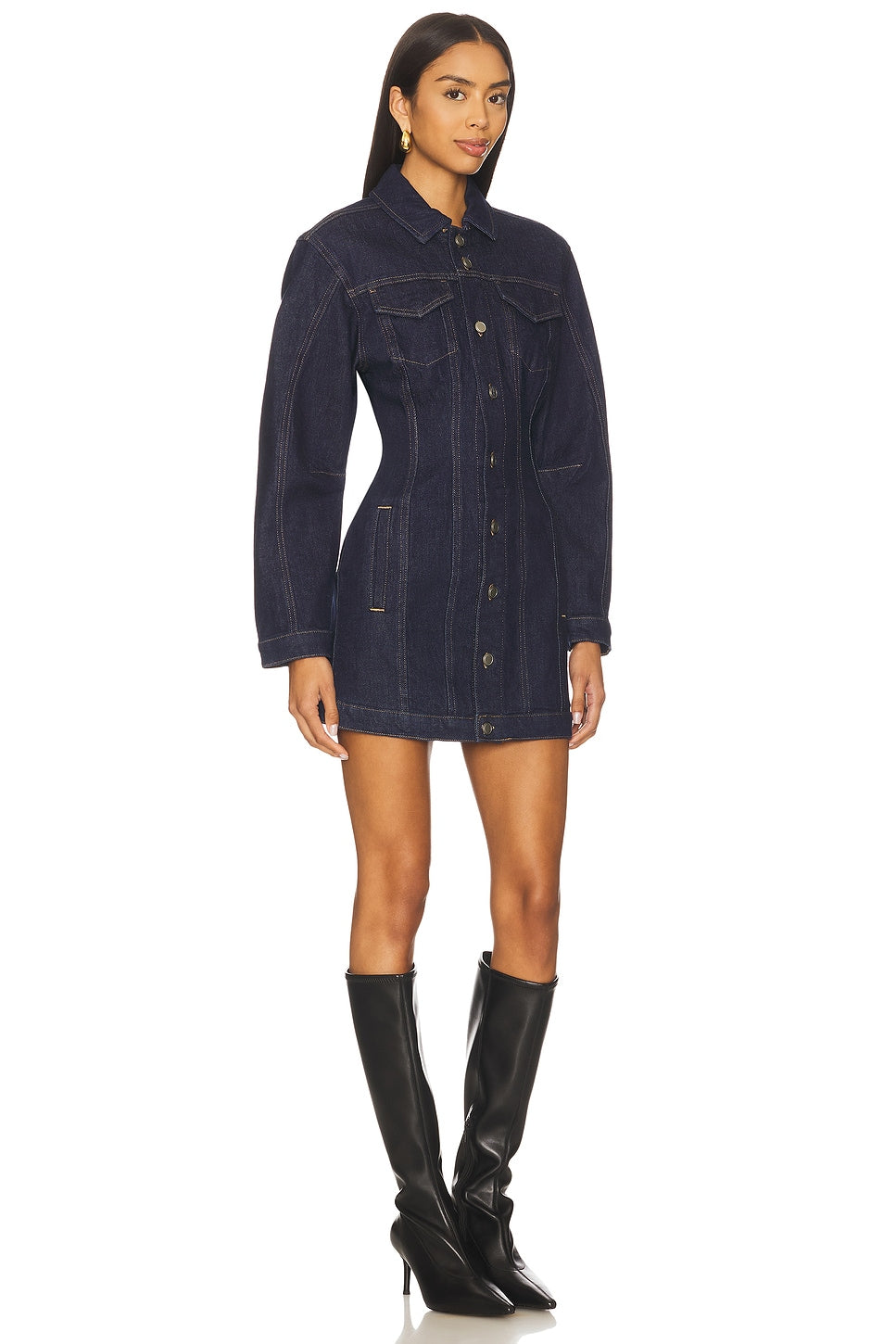Barrel Long Sleeve Mini Dress Good American