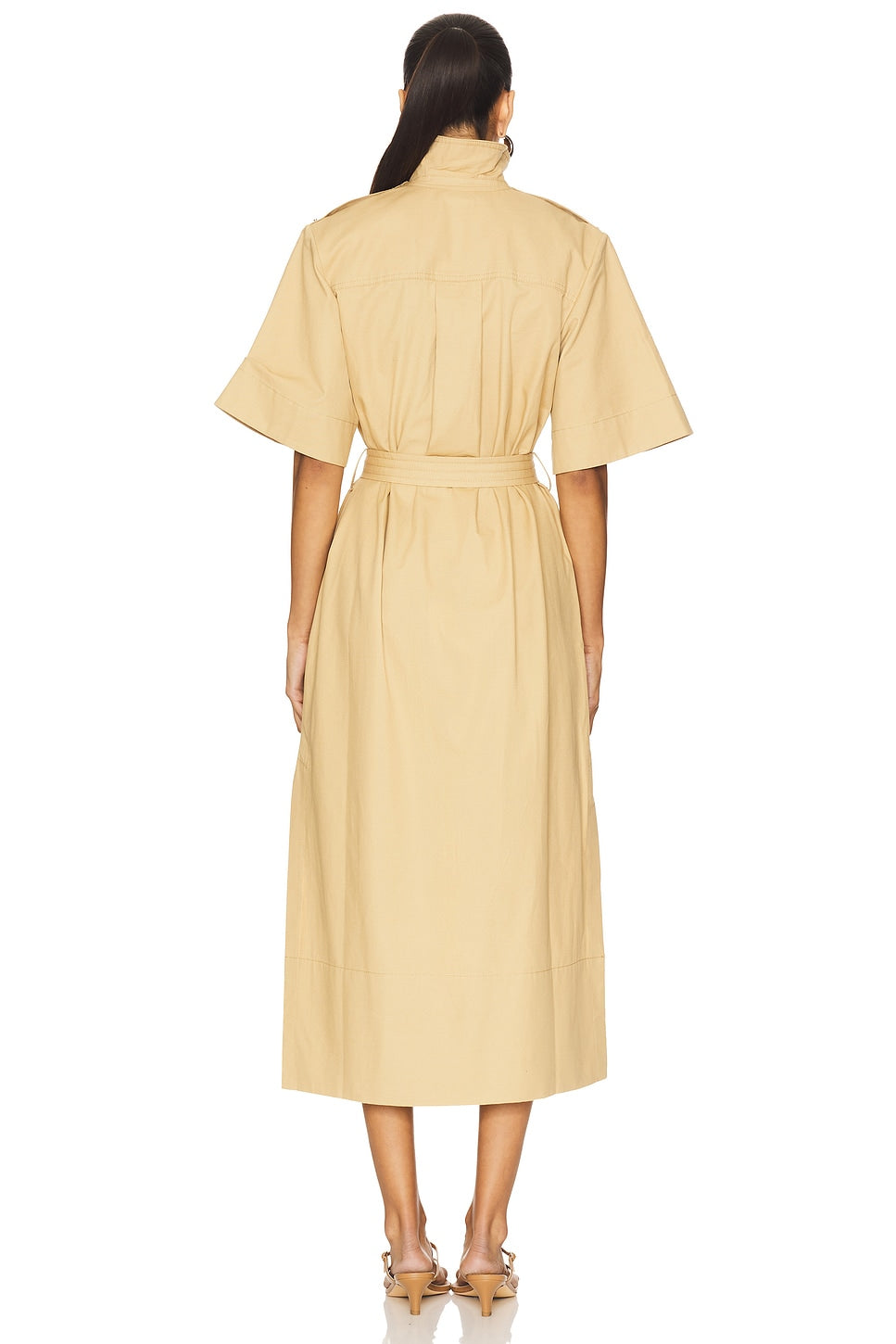 Classic Summer Suiting Cowl Neck Long Dress Ganni