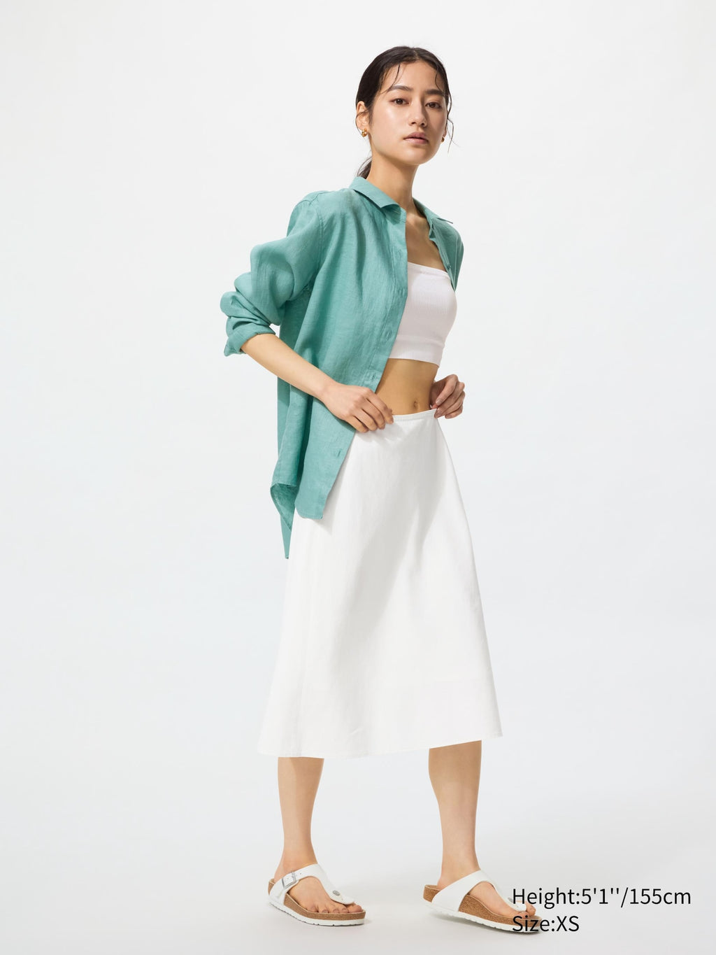 Linen Blend Midi Skirt | Short